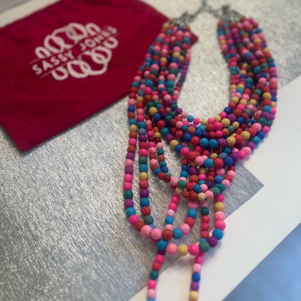 Sassy Jones Lava Makemba Multicolor Beaded Necklace
